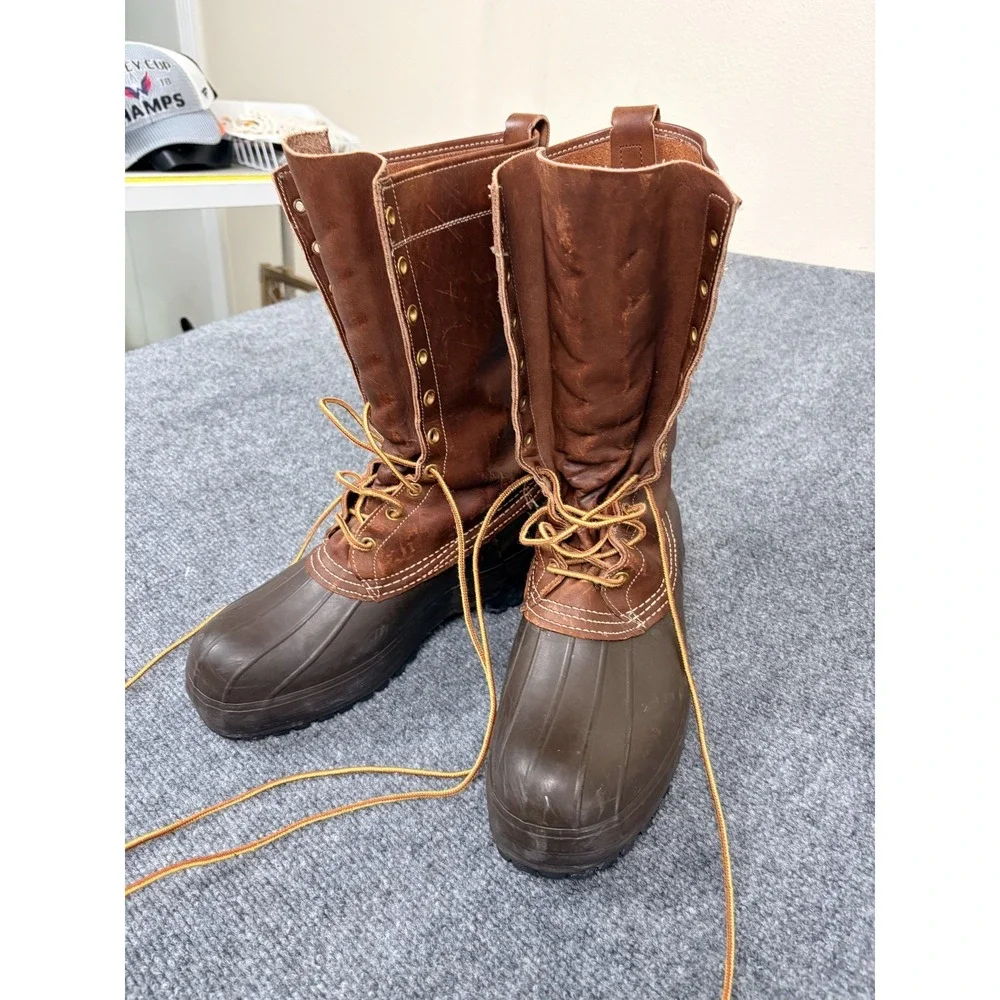50s/60s Vintage LL Bean Maine Hunting Duck Boots Leather Rubber Lace Up Mens 8M‎